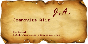 Joanovits Aliz névjegykártya